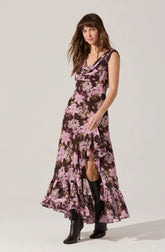 Brown pink floral