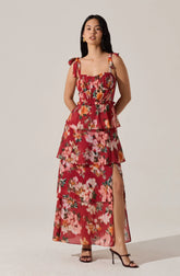 Red multi floral
