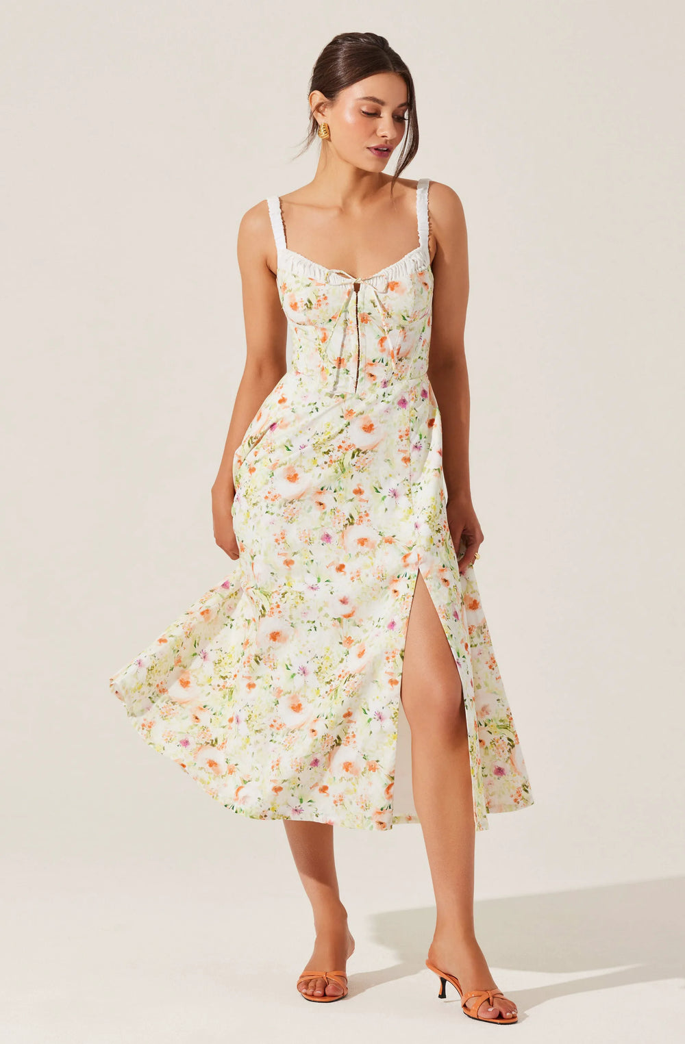 Orange green floral