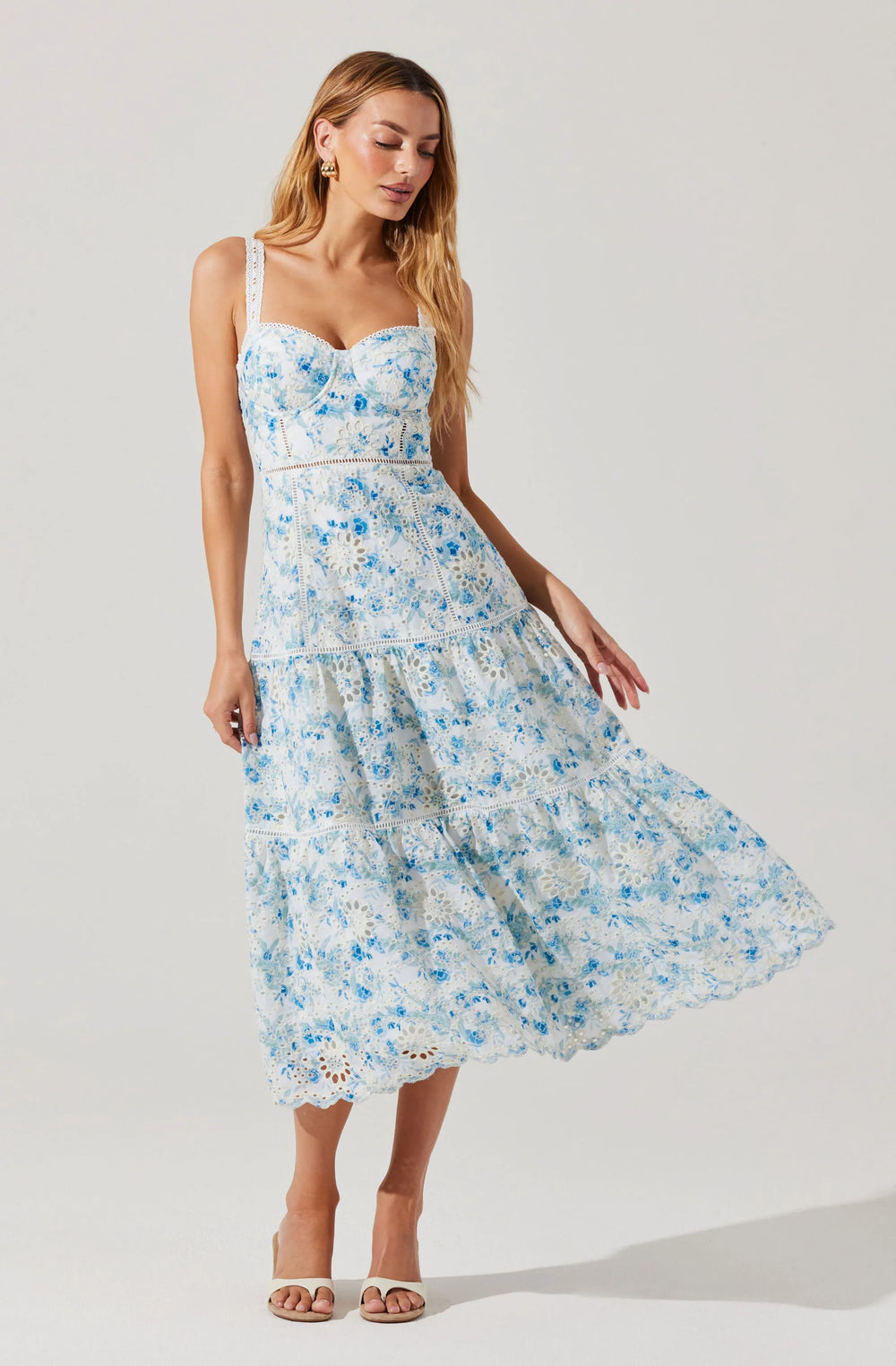 White blue floral