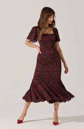 Black red floral