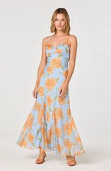Blue orange floral