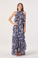 Blue brown floral