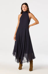 Navy pink polka dot