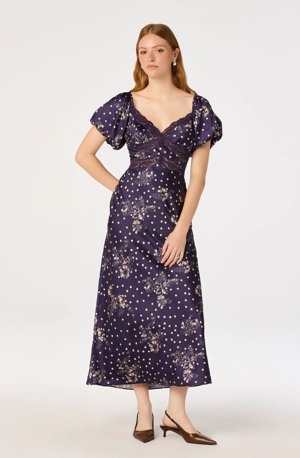 Navy polka dot