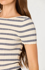 Cream navy stripe