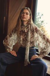 Brown white floral