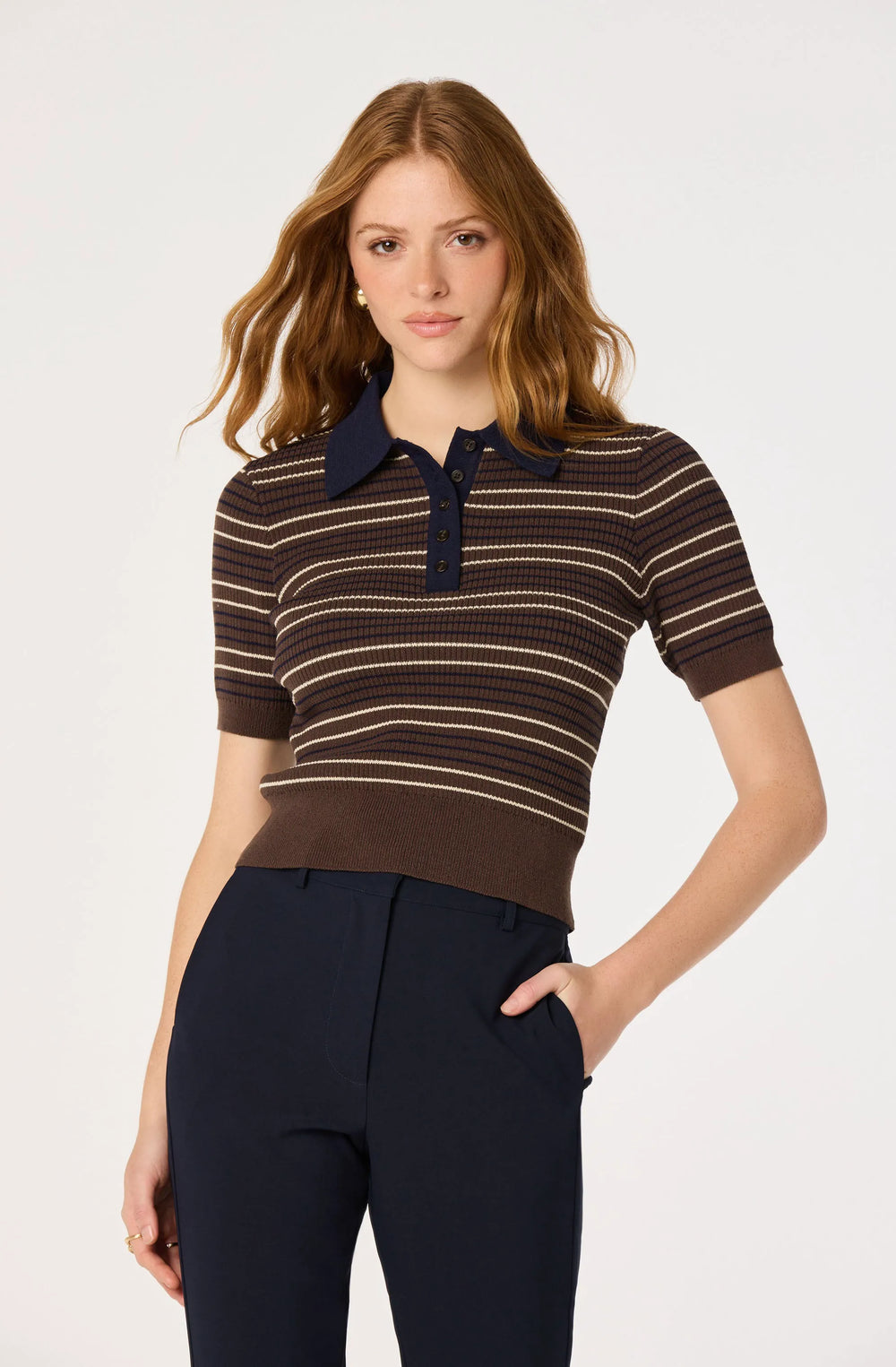 Brown navy stripe