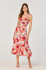 Red multi floral