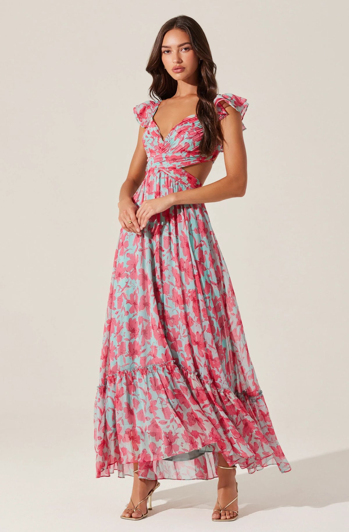 Pink aqua floral