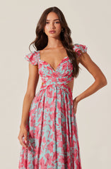 Pink aqua floral