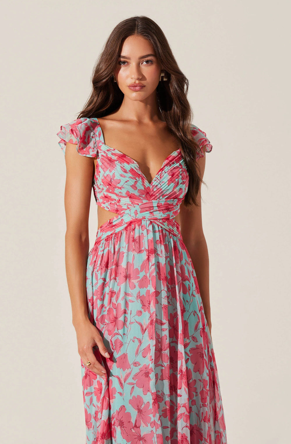 Pink aqua floral