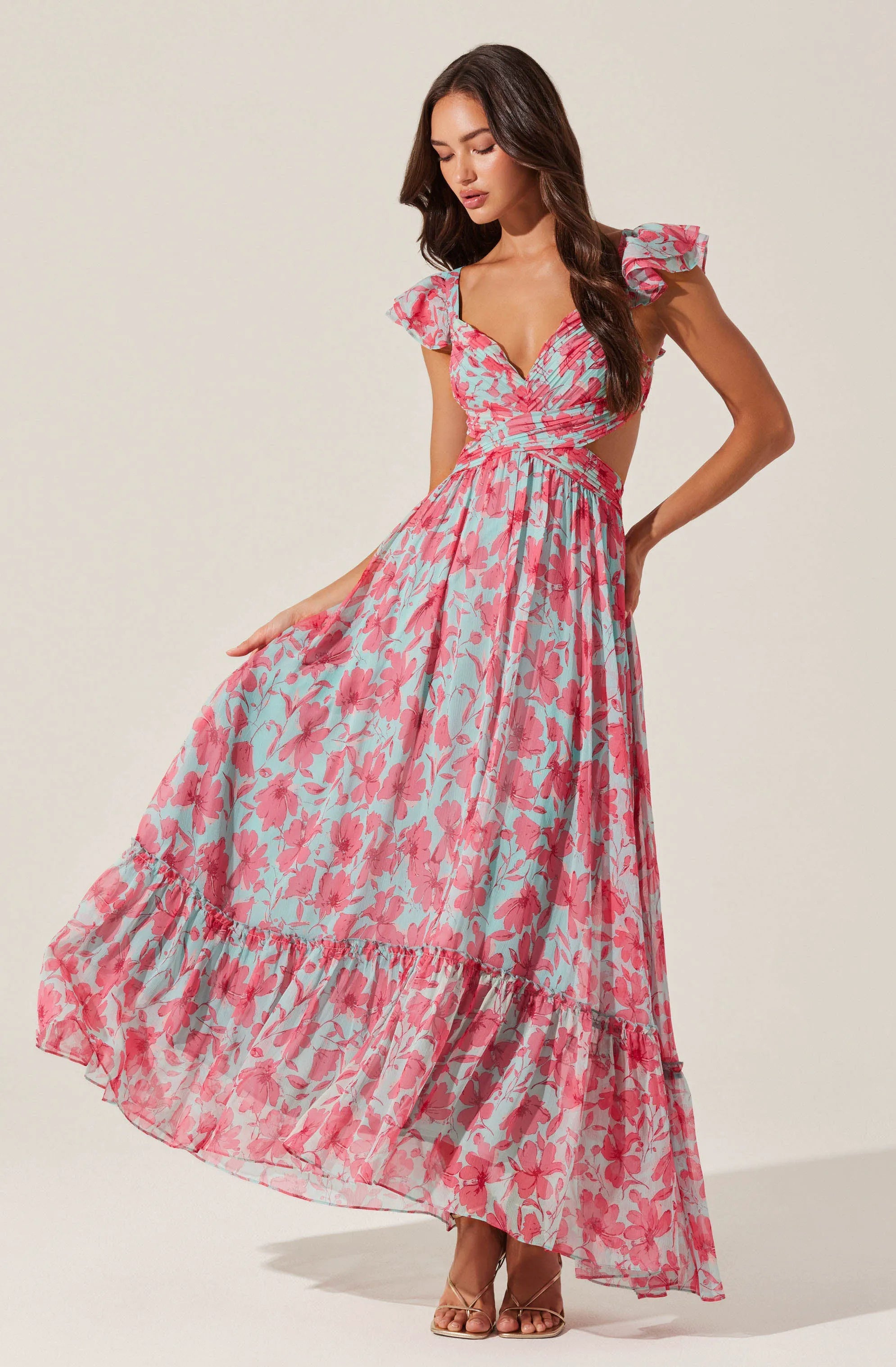 Pink aqua floral