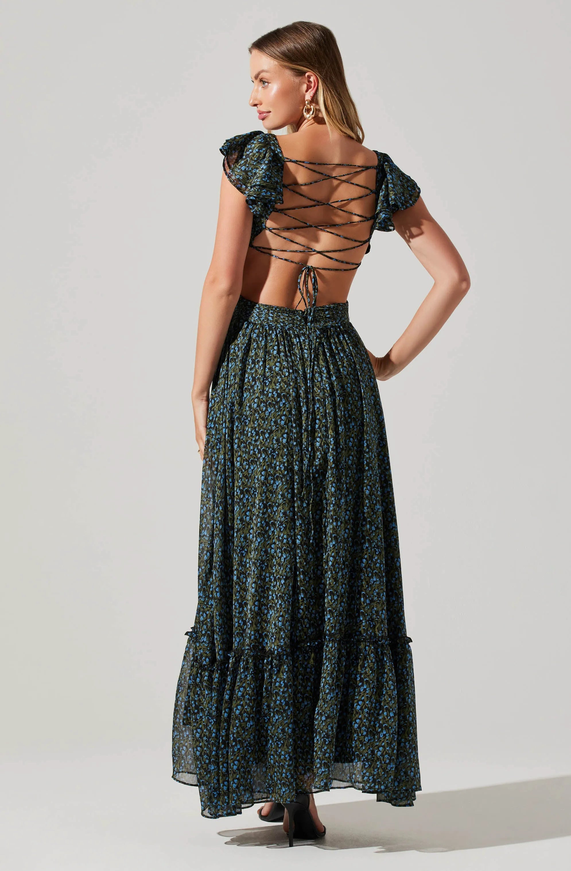 Black blue ditsy