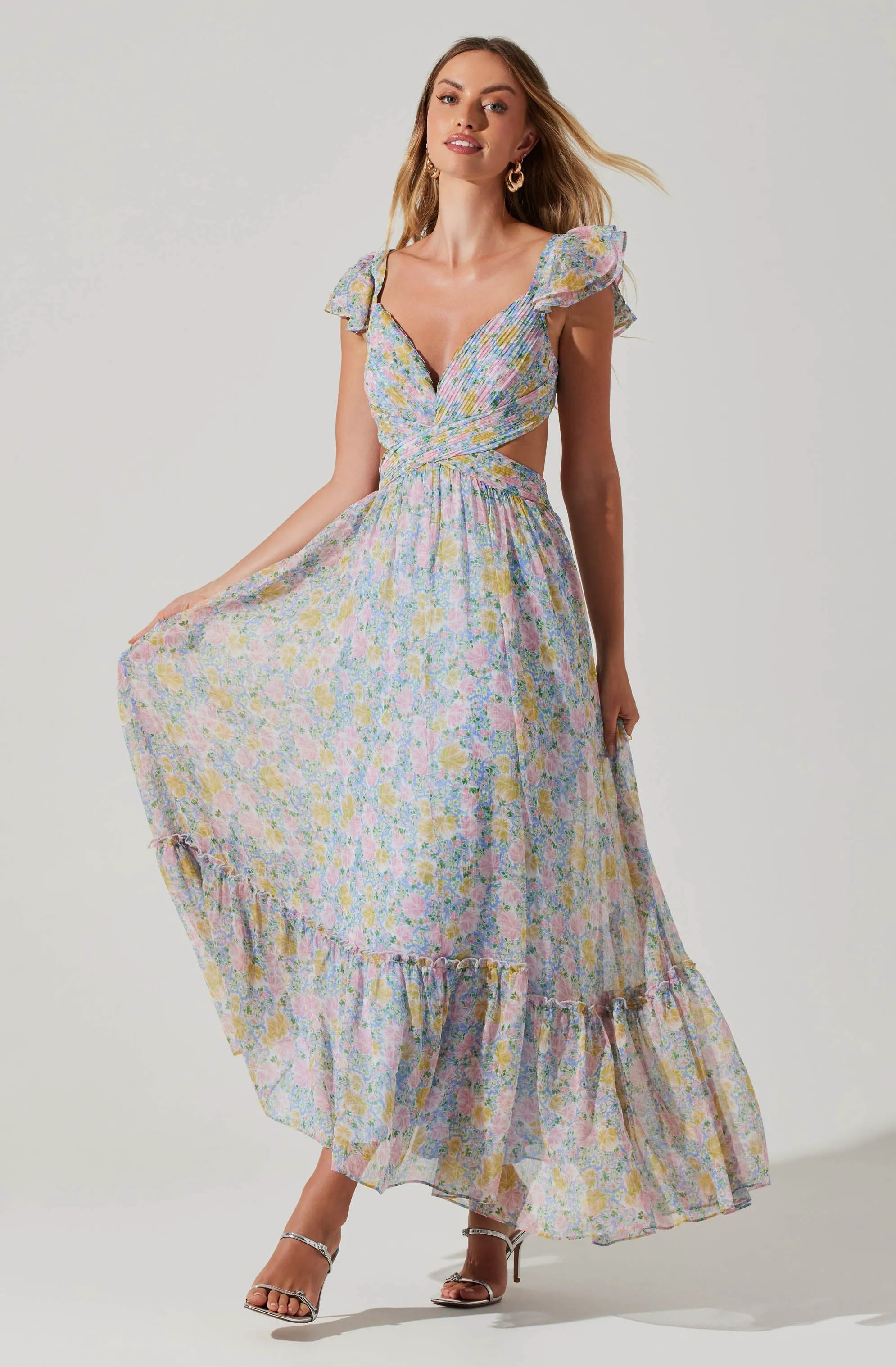 Blue pink floral