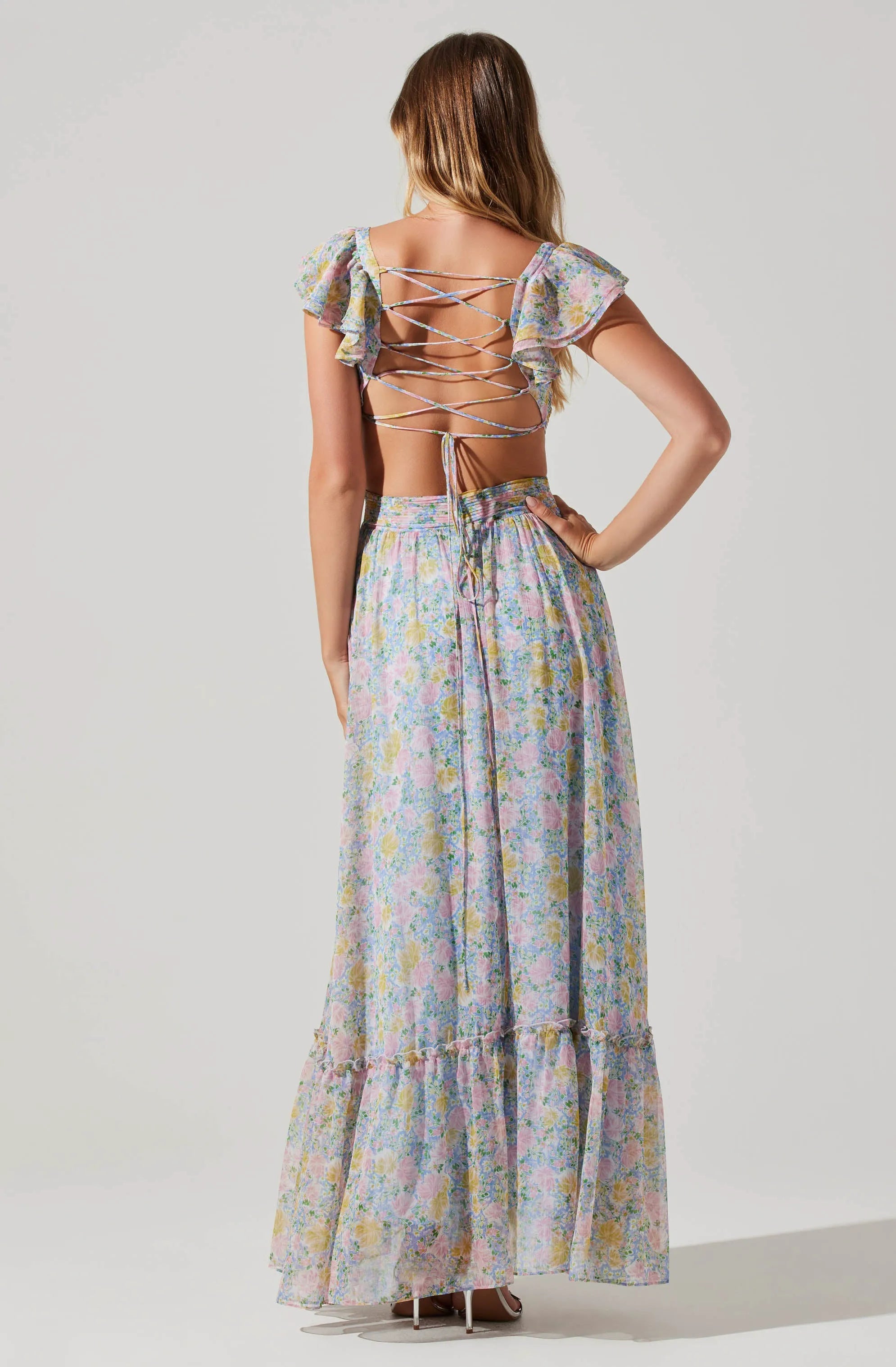 Blue pink floral