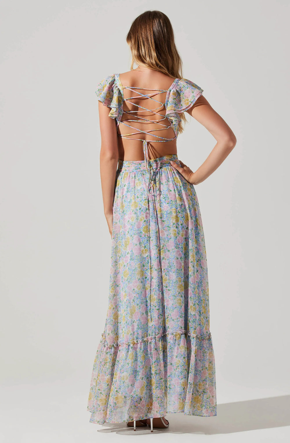 Blue pink floral