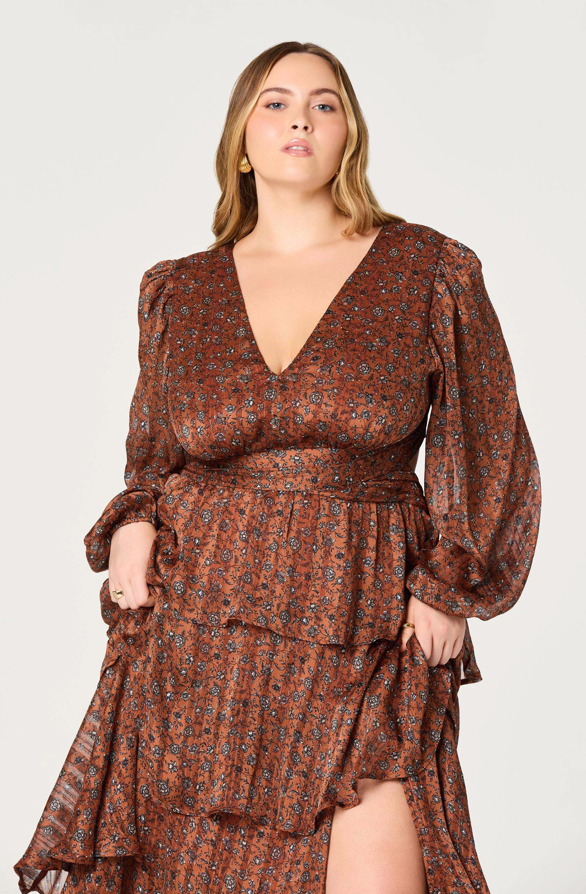 Plus Size - Copper black ditsy