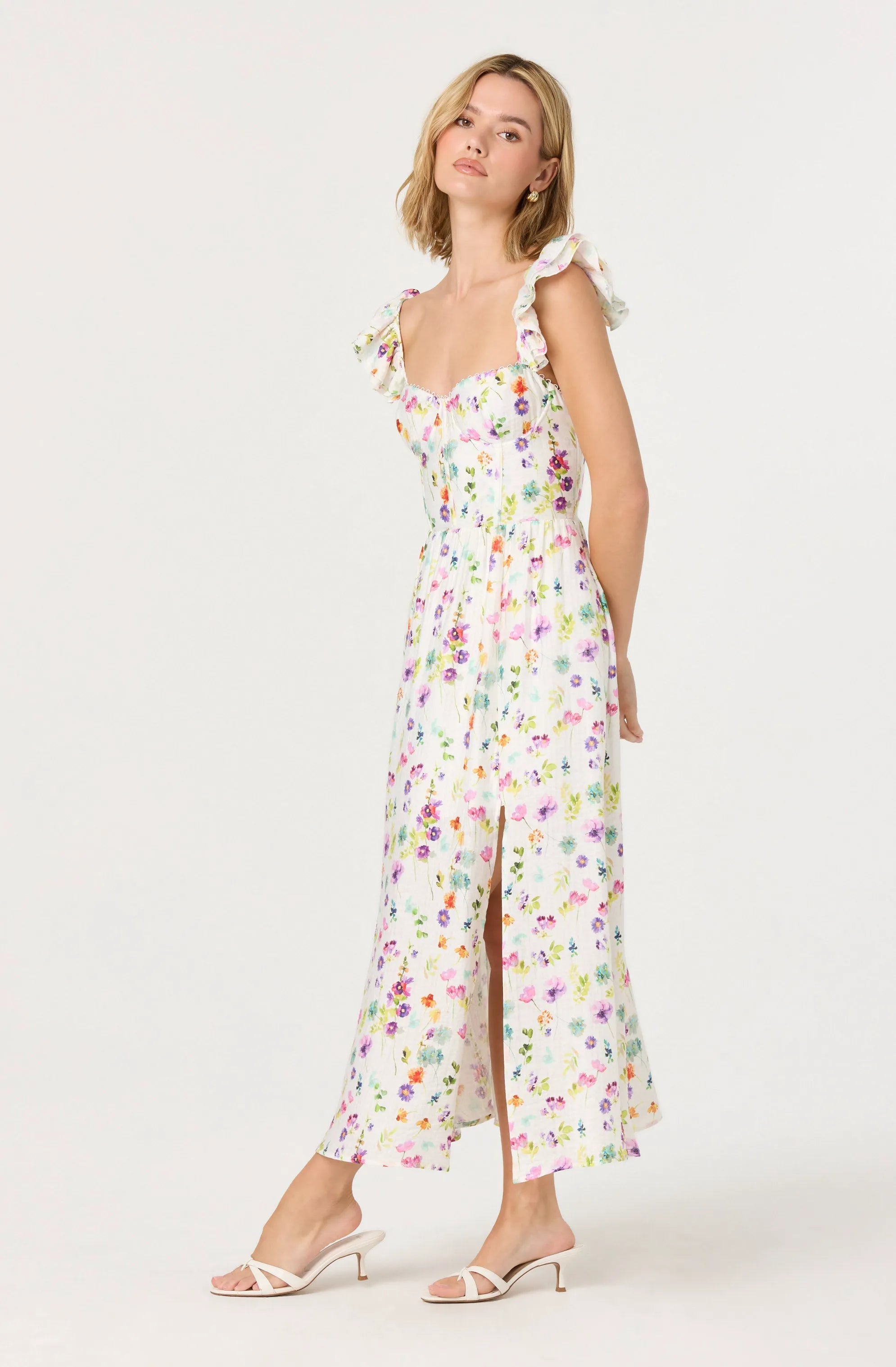 Cream purple floral