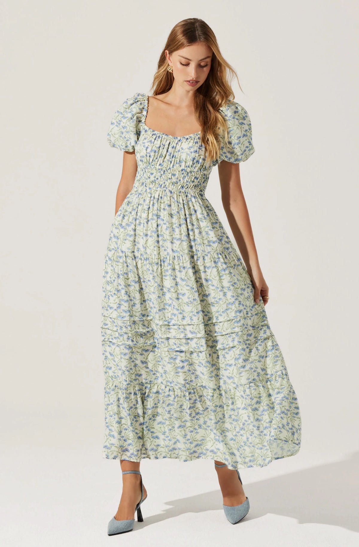 Cream blue floral