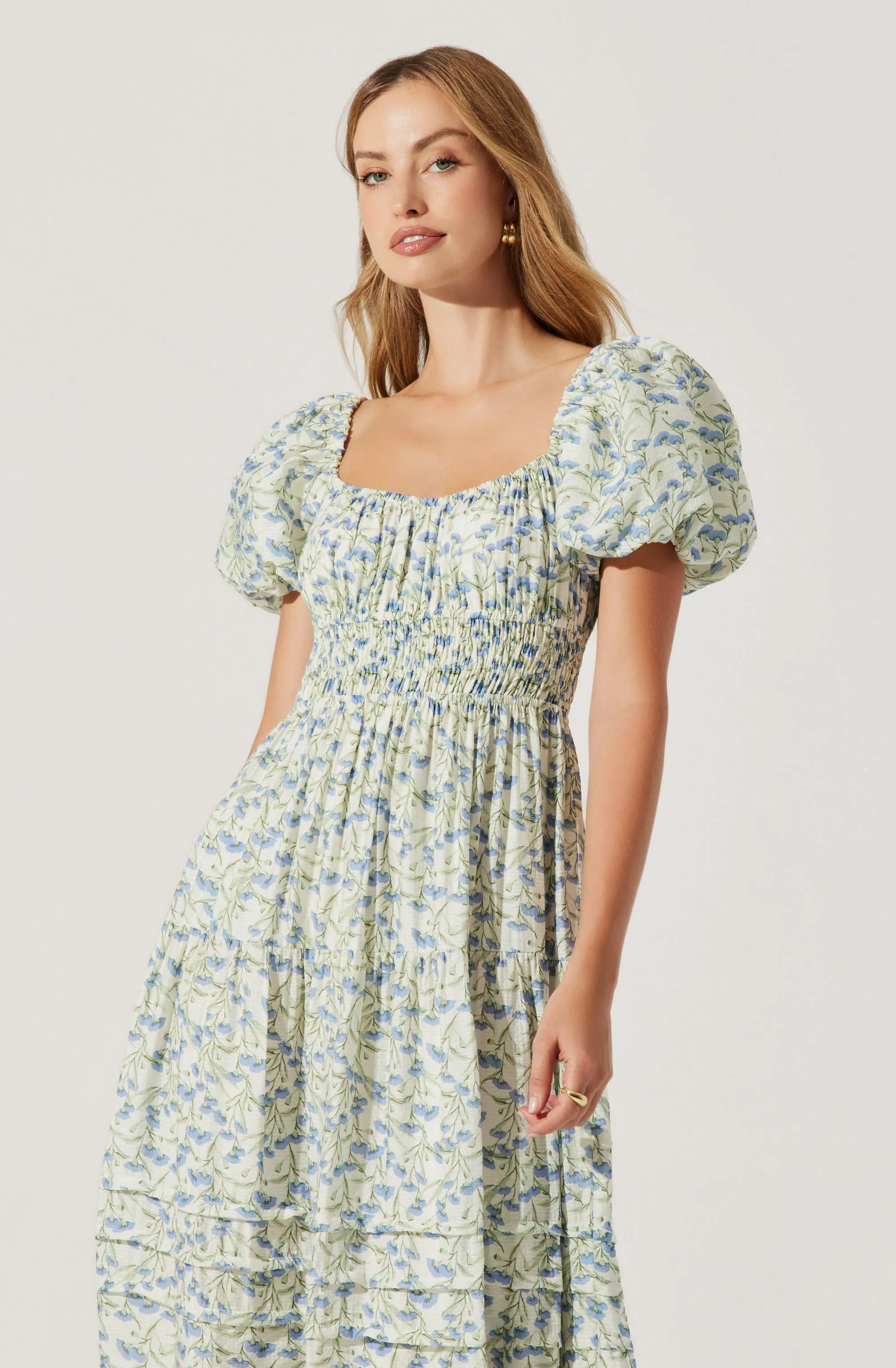 Cream blue floral