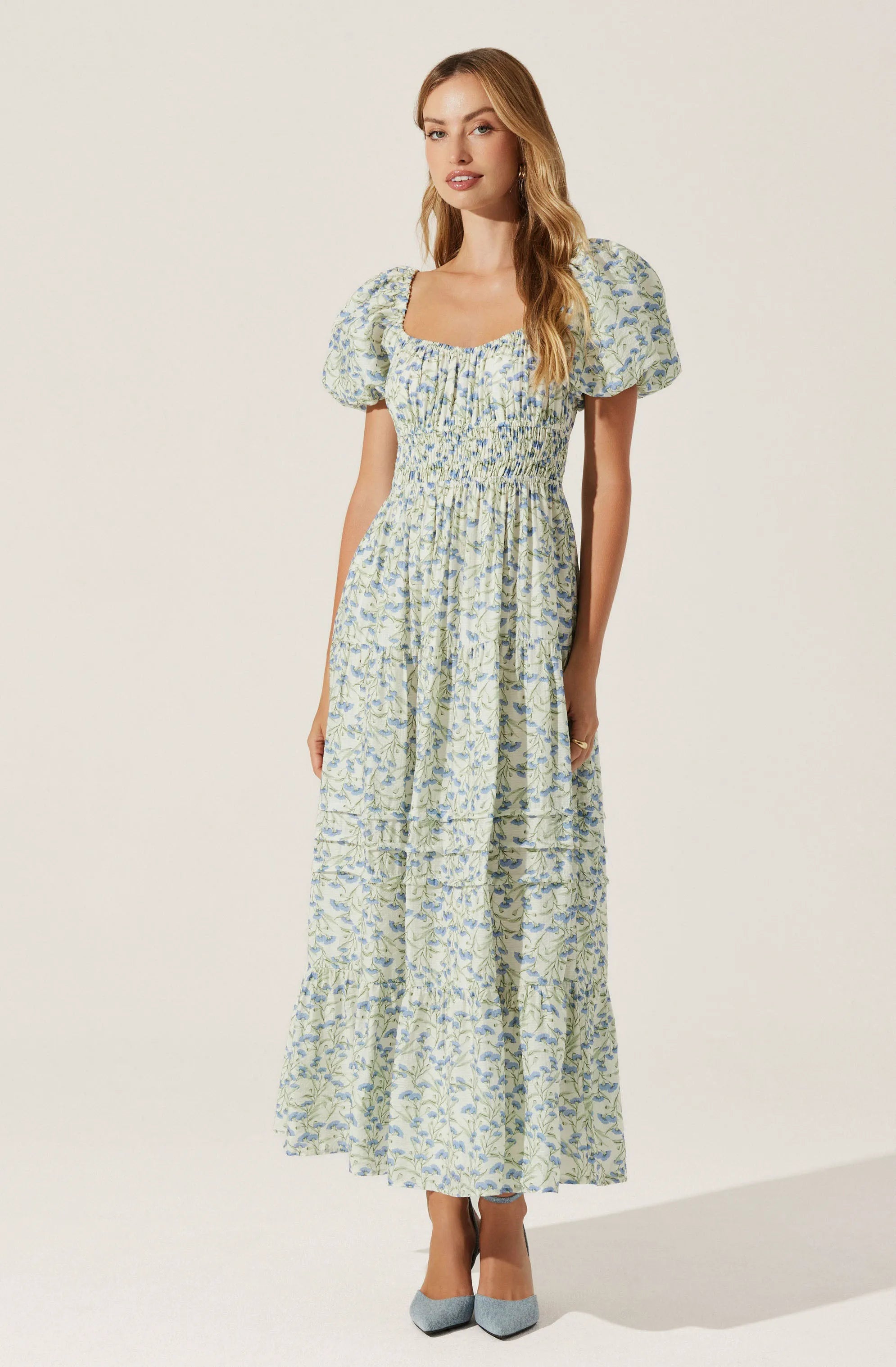 Cream blue floral