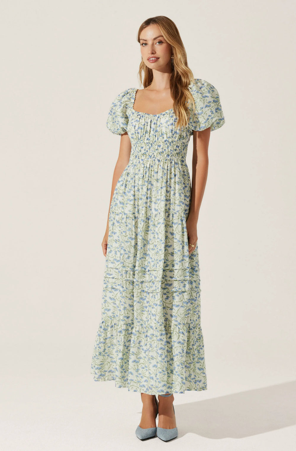Cream blue floral