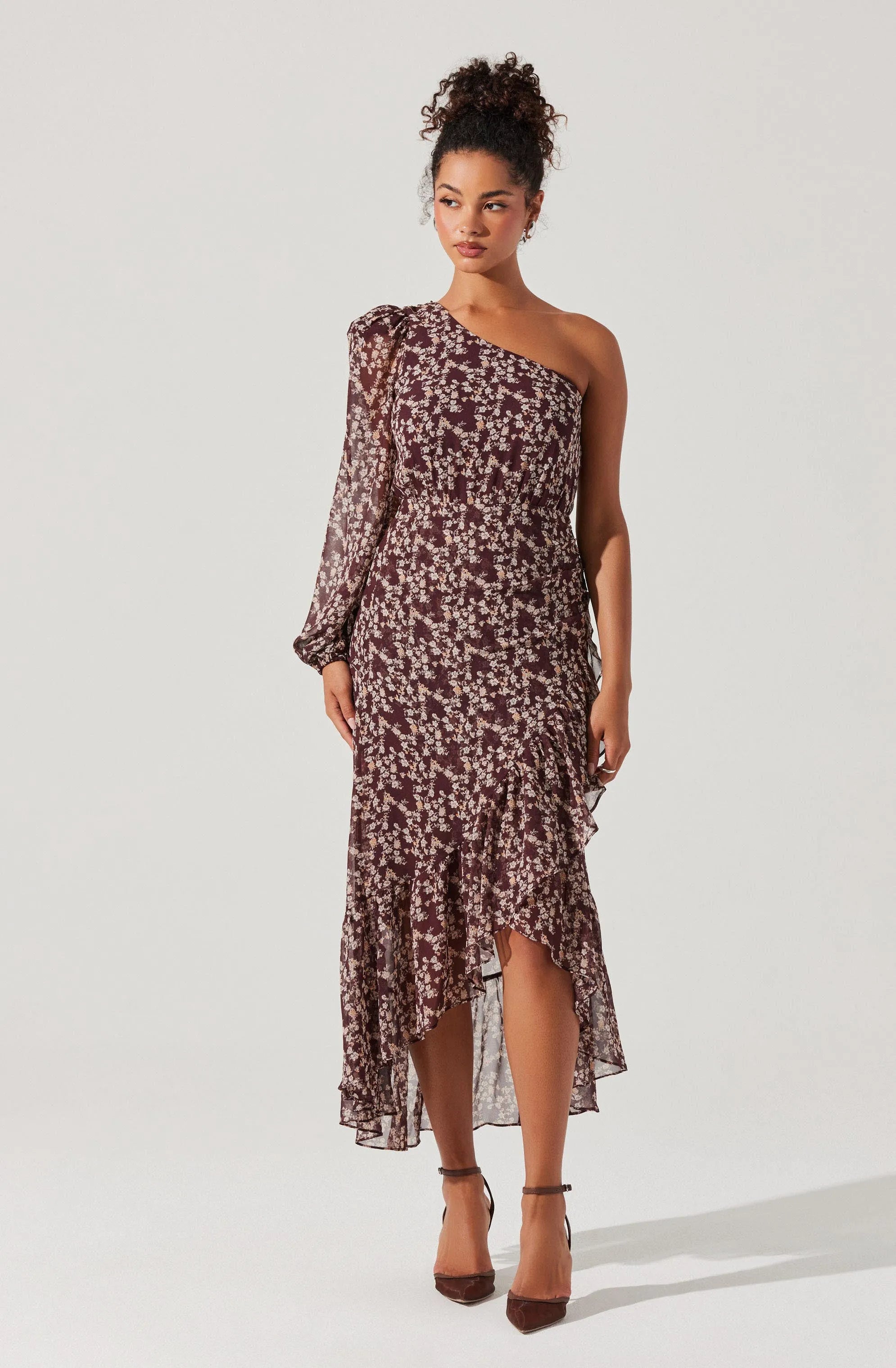 Brown cream floral