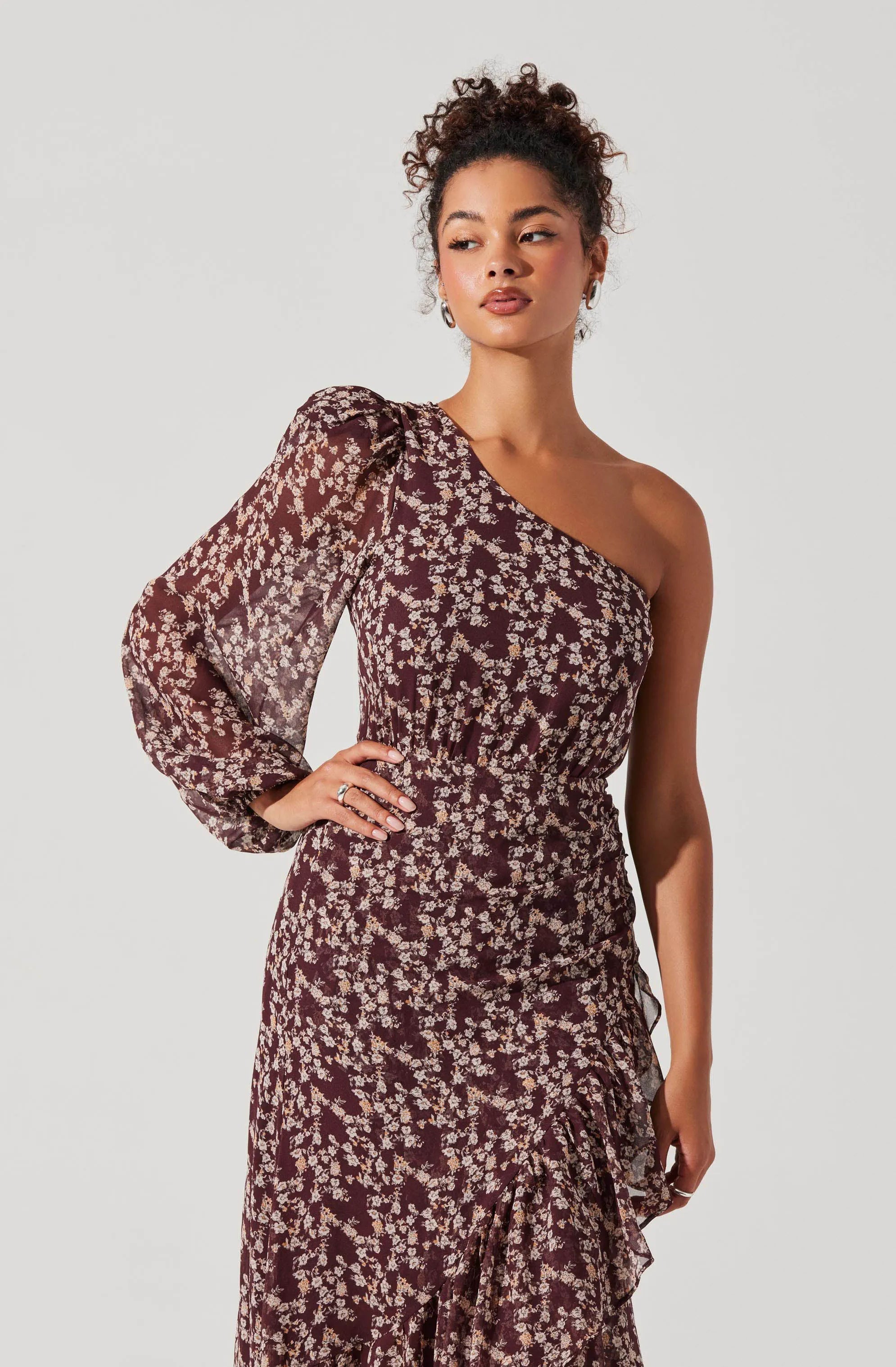Brown cream floral