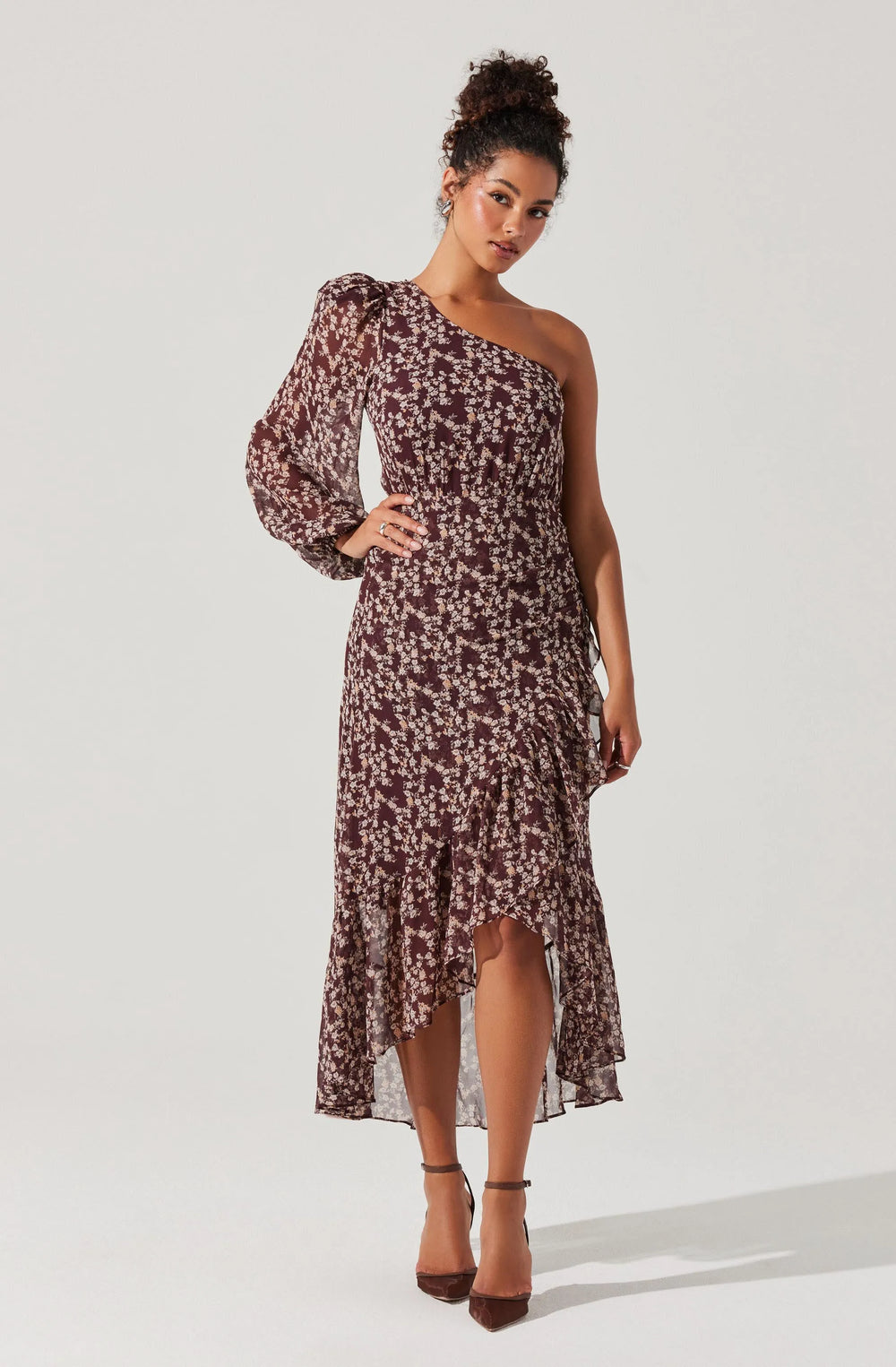 Brown cream floral