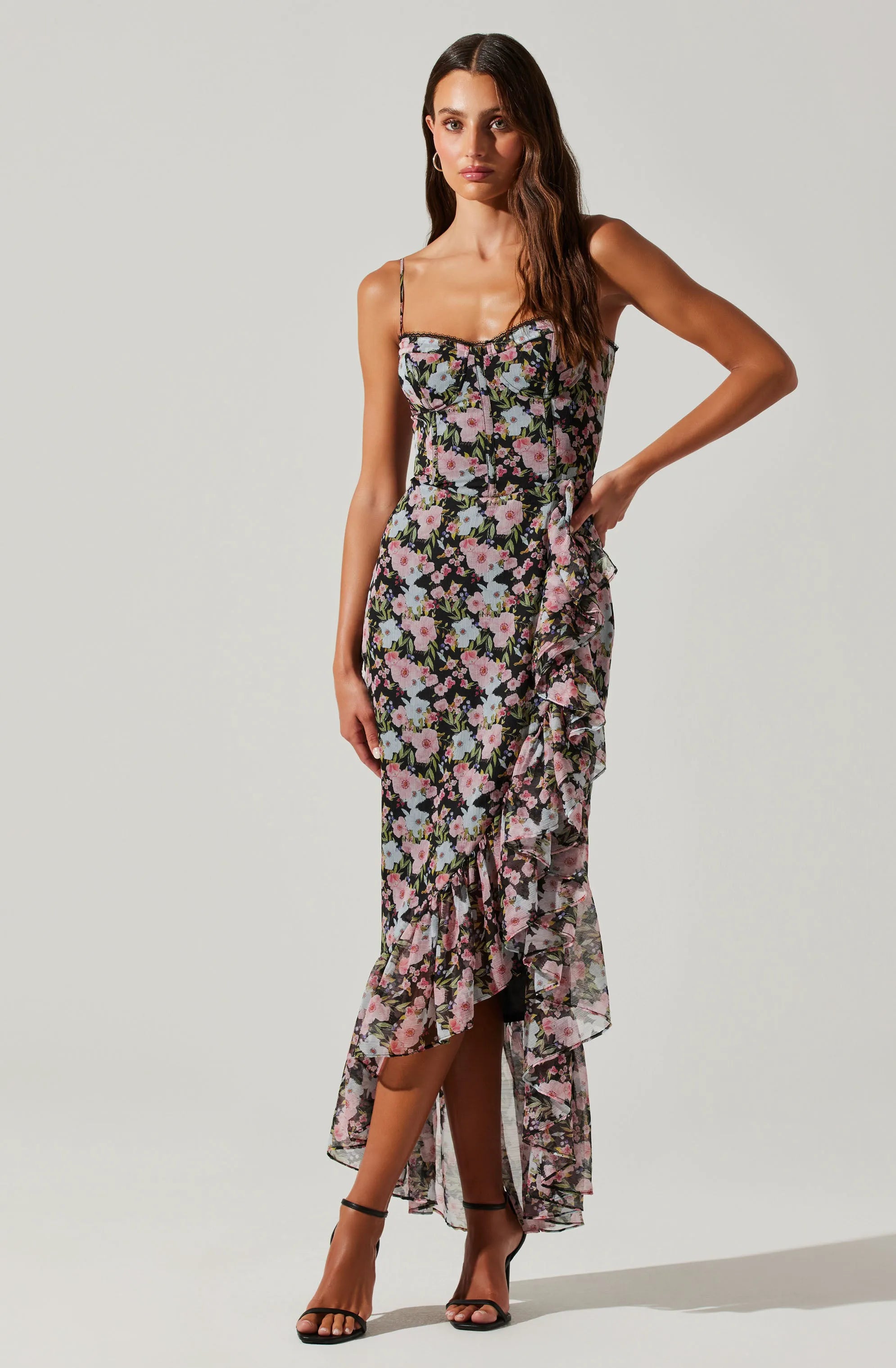 Black red floral