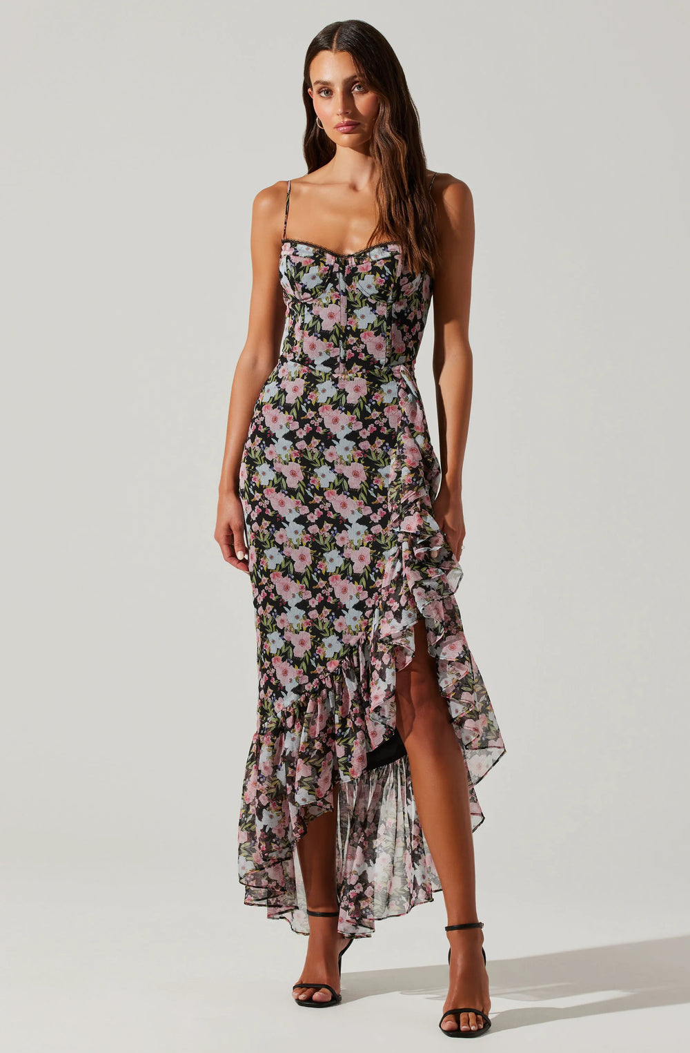 Black red floral