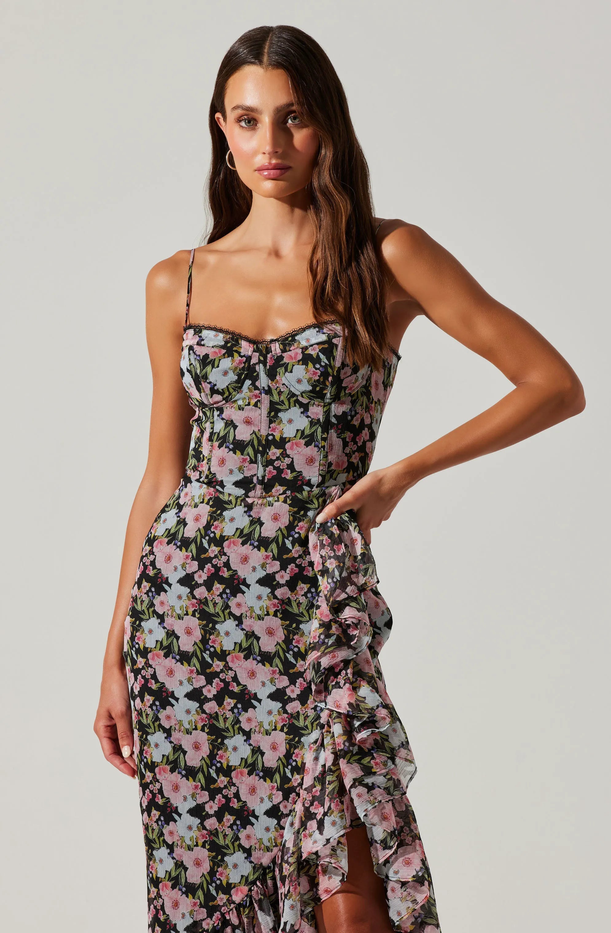 Black red floral