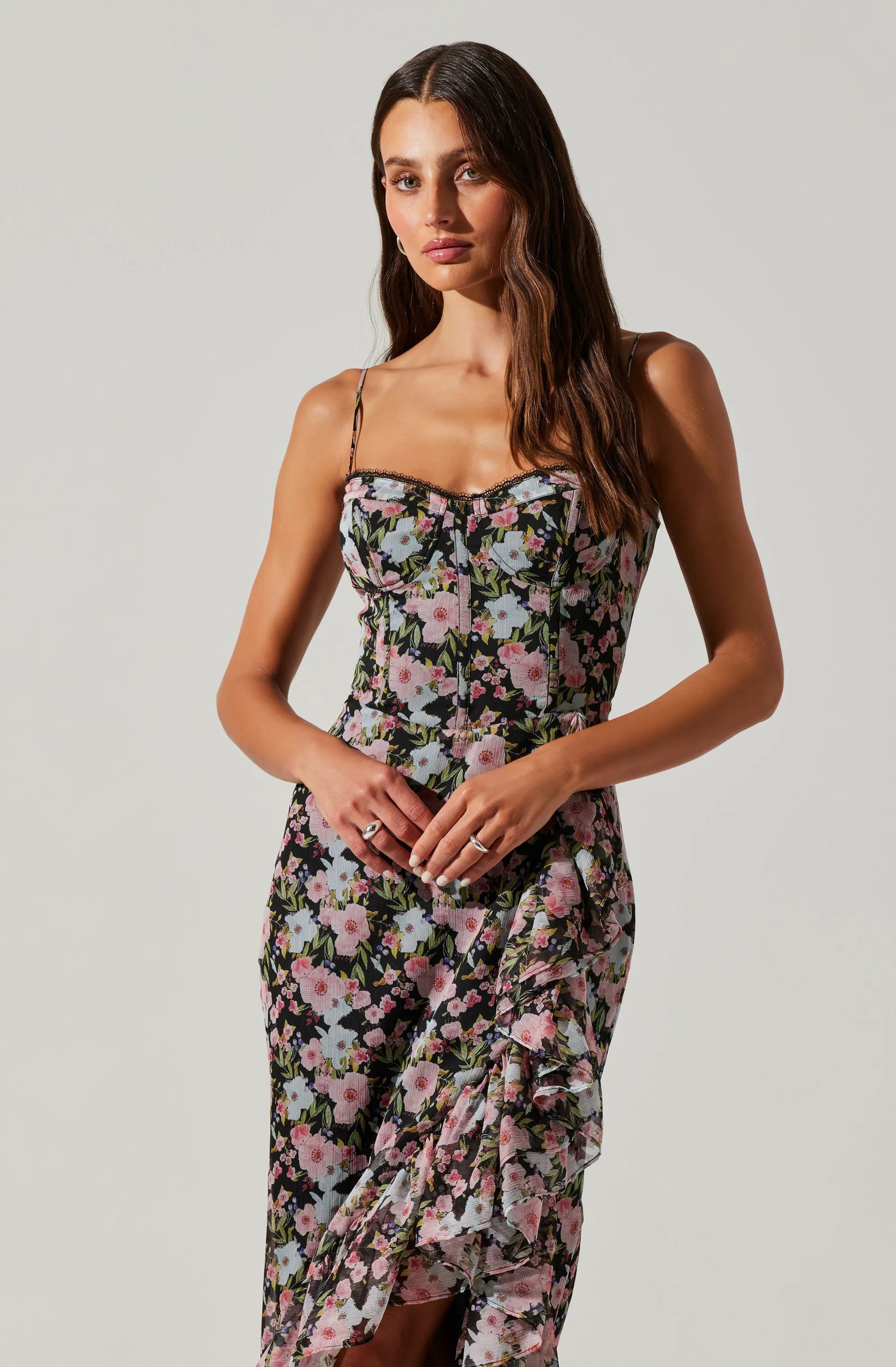 Black red floral