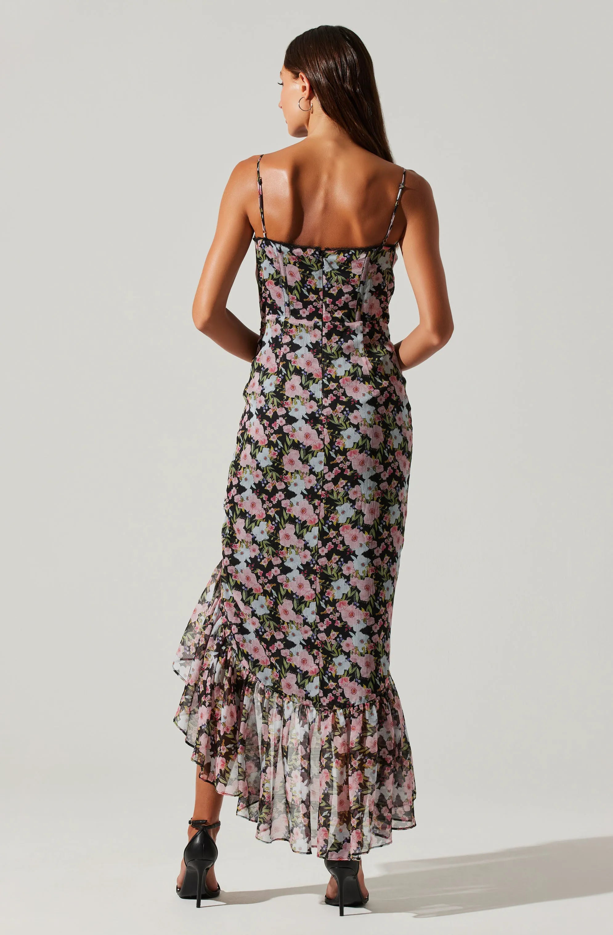 Black red floral