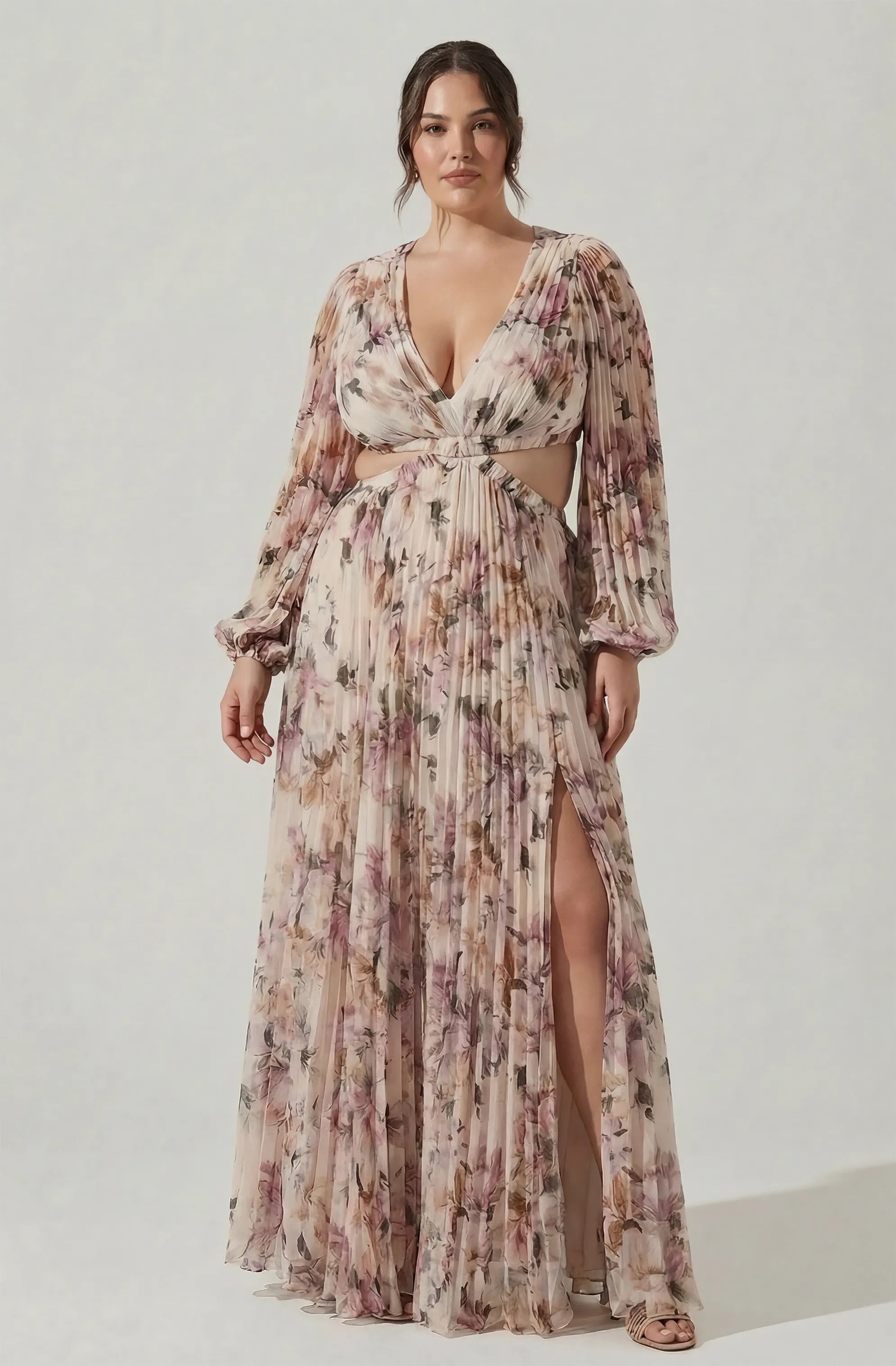 Plus Size - Cream pink floral
