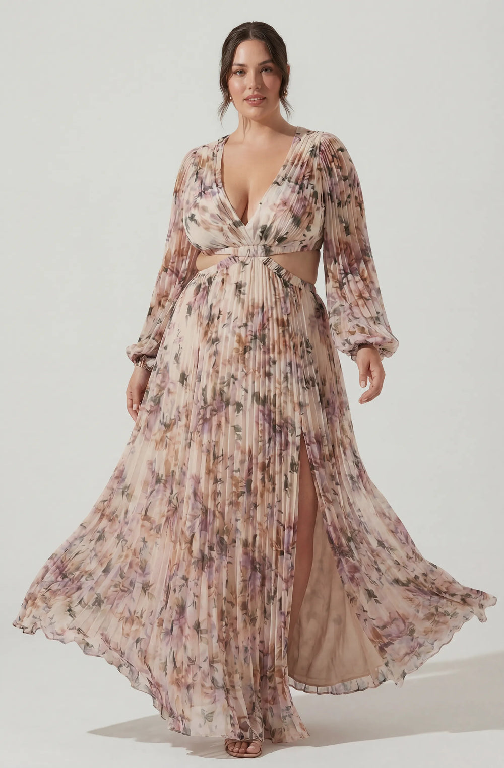 Plus Size - Cream pink floral