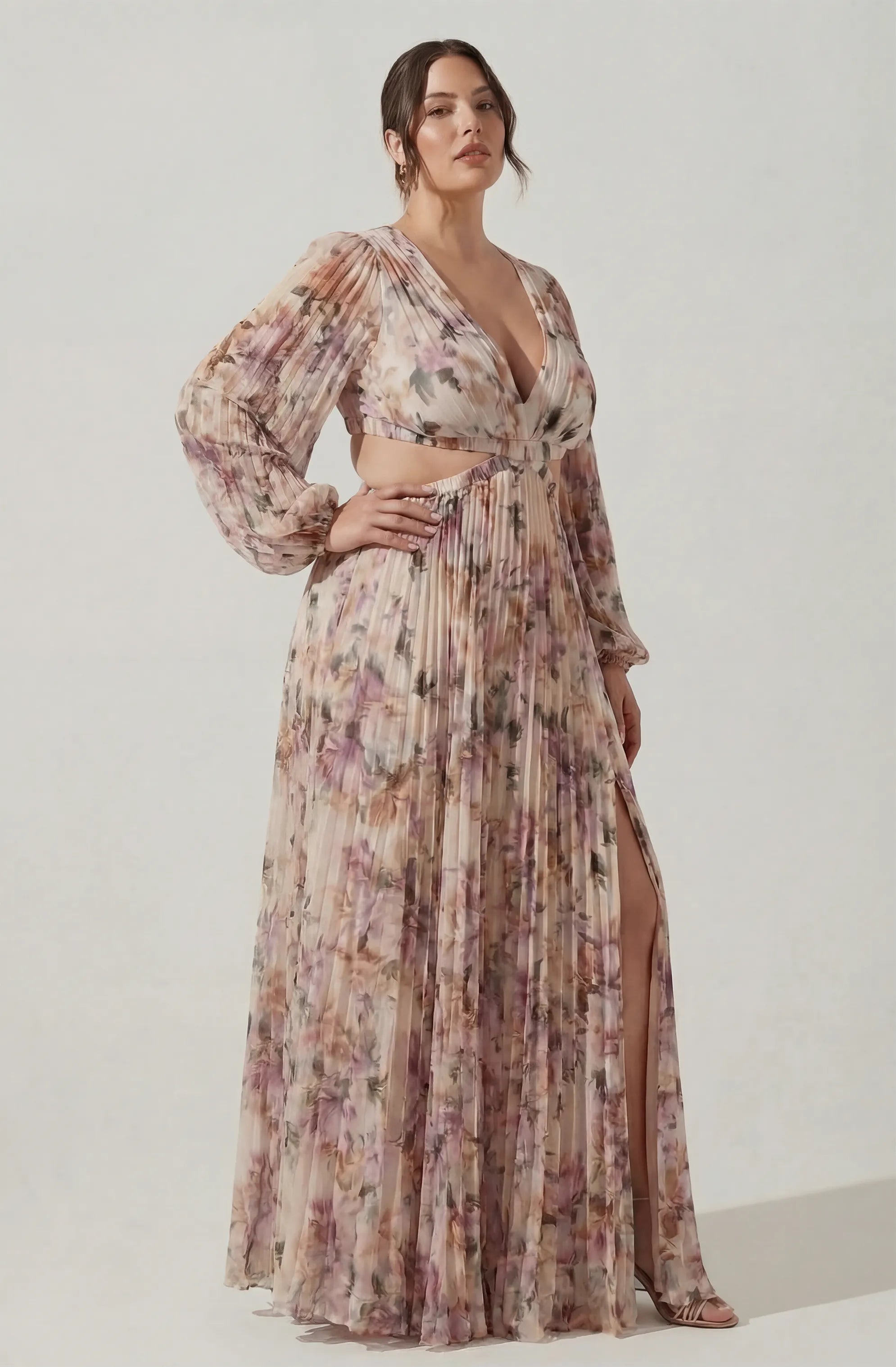 Plus Size - Cream pink floral