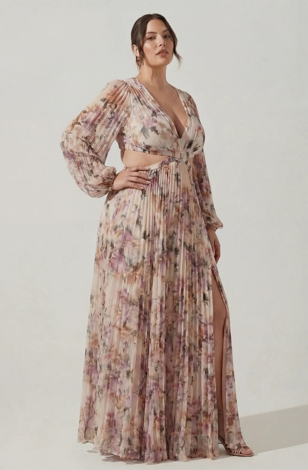 Plus Size - Cream pink floral