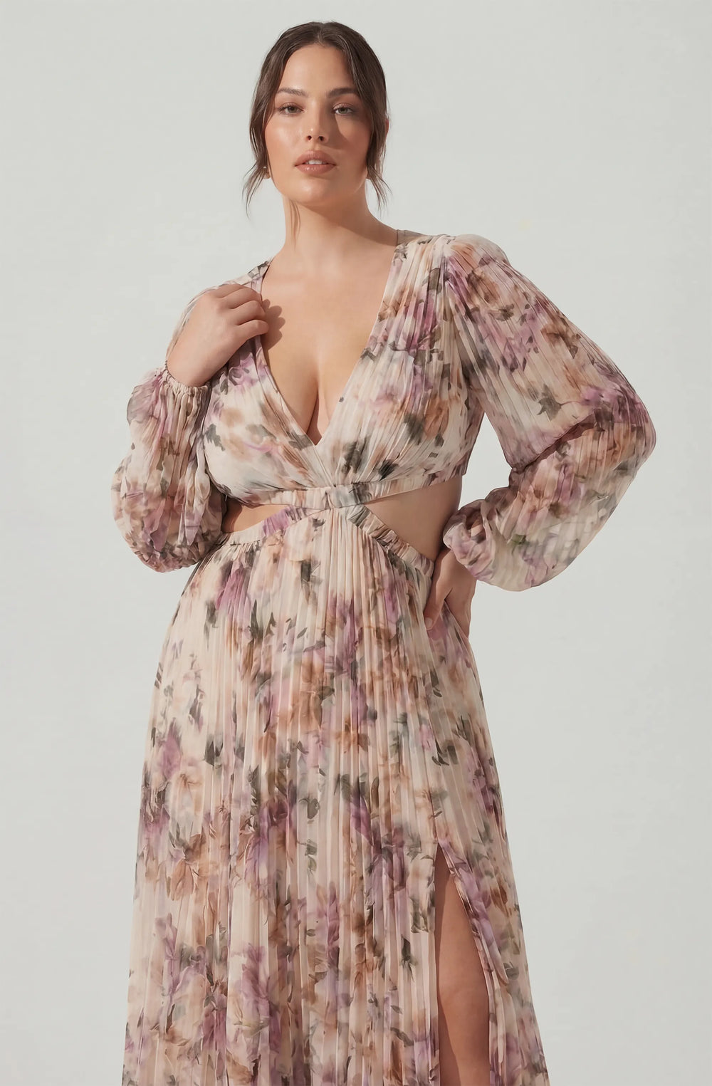 Plus Size - Cream pink floral