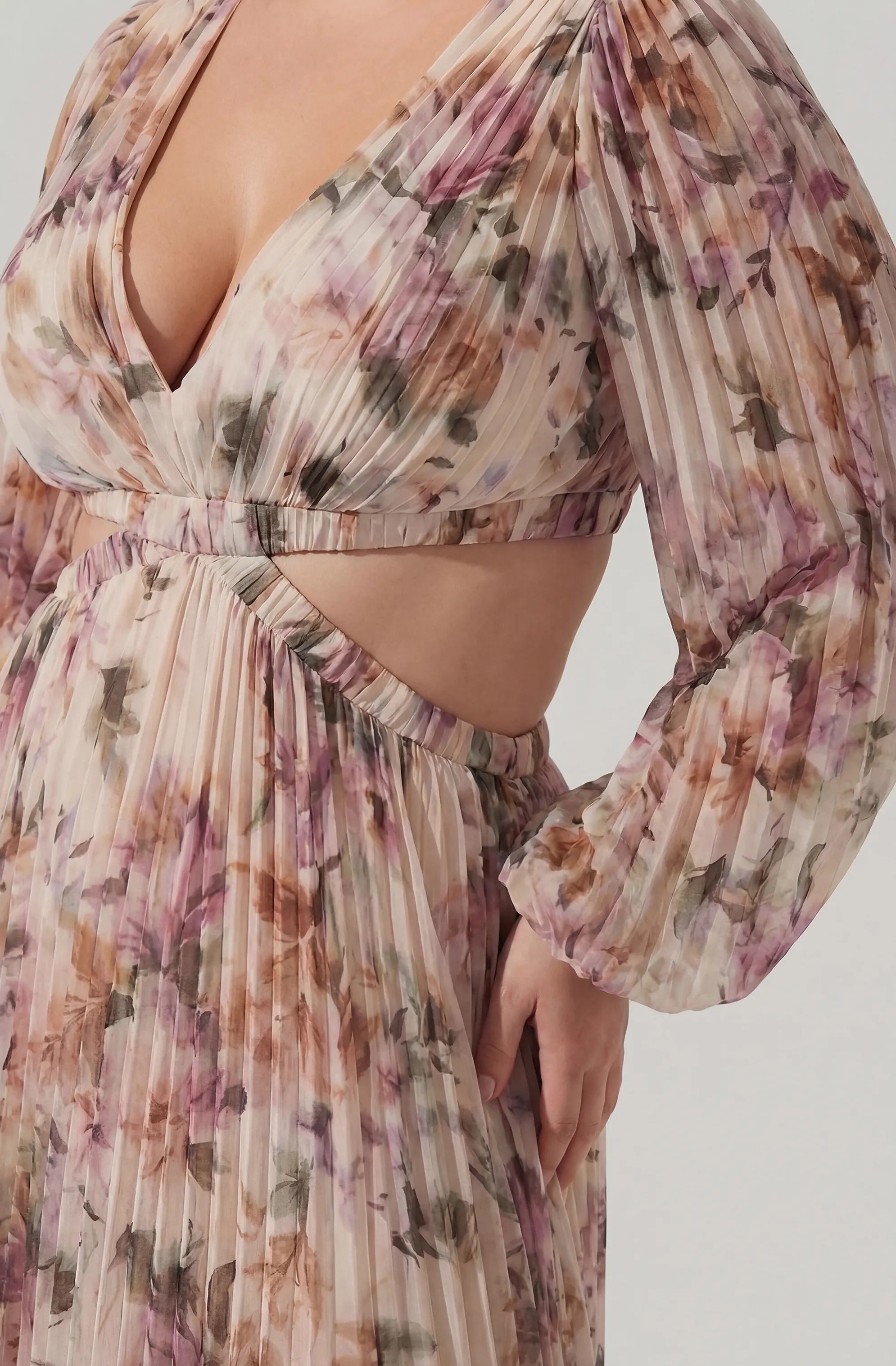 Plus Size - Cream pink floral