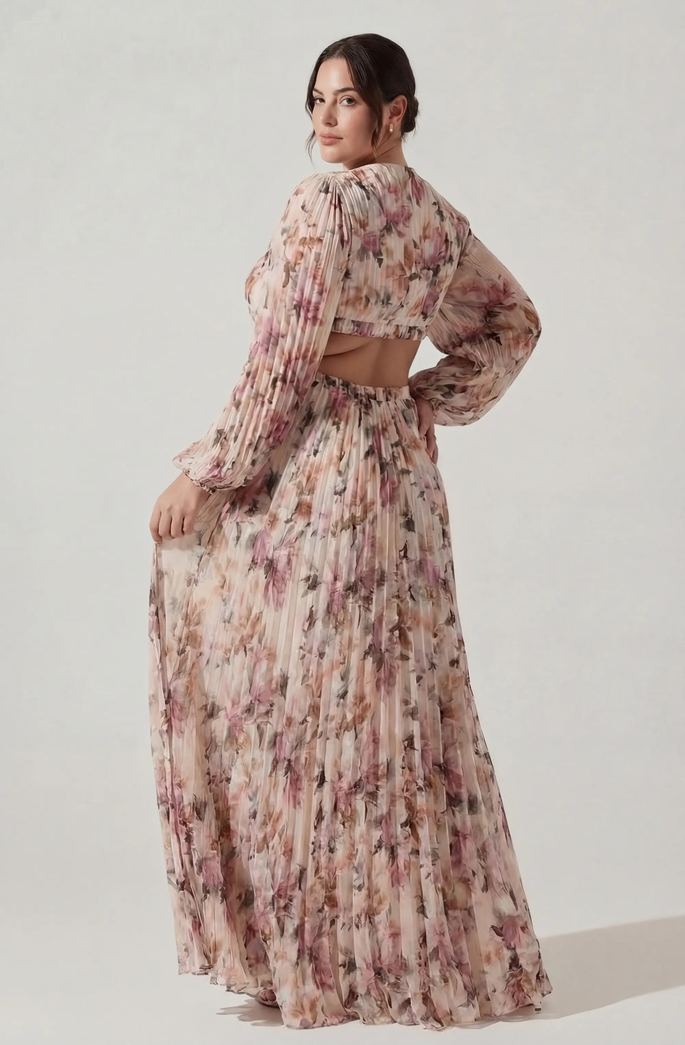 Plus Size - Cream pink floral