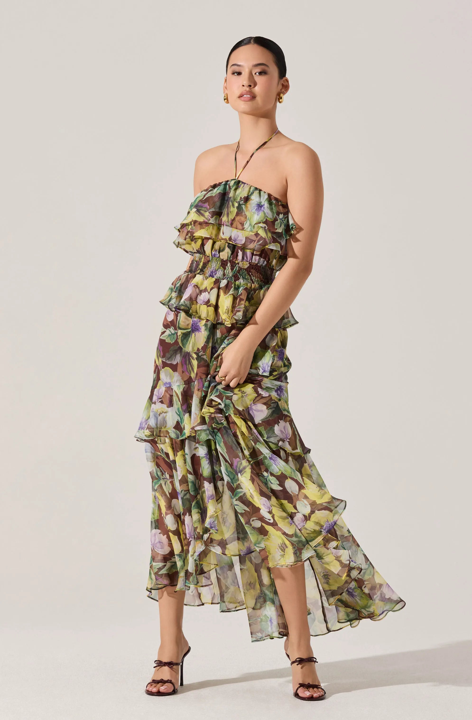 Brown yellow floral