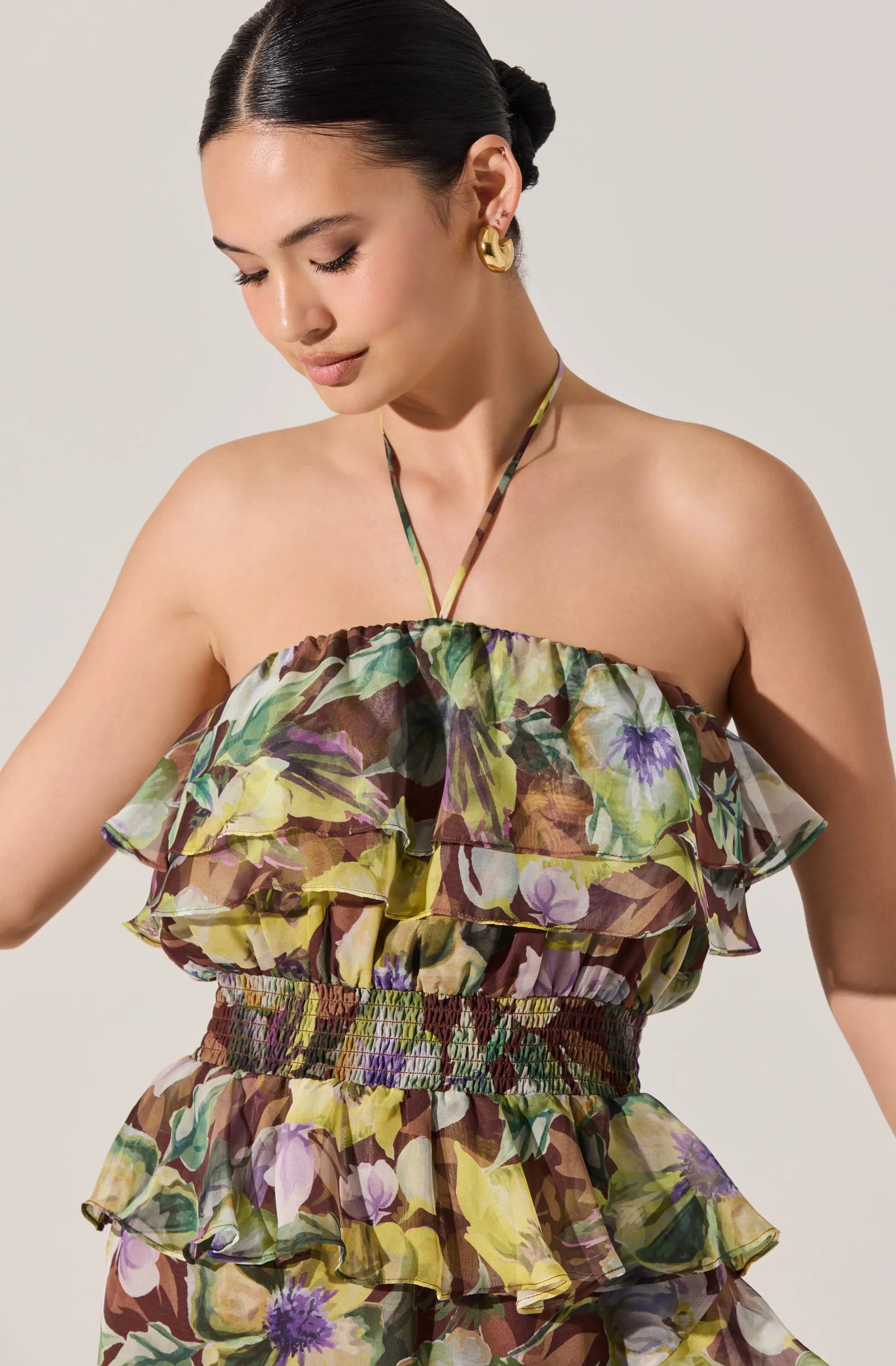 Brown yellow floral