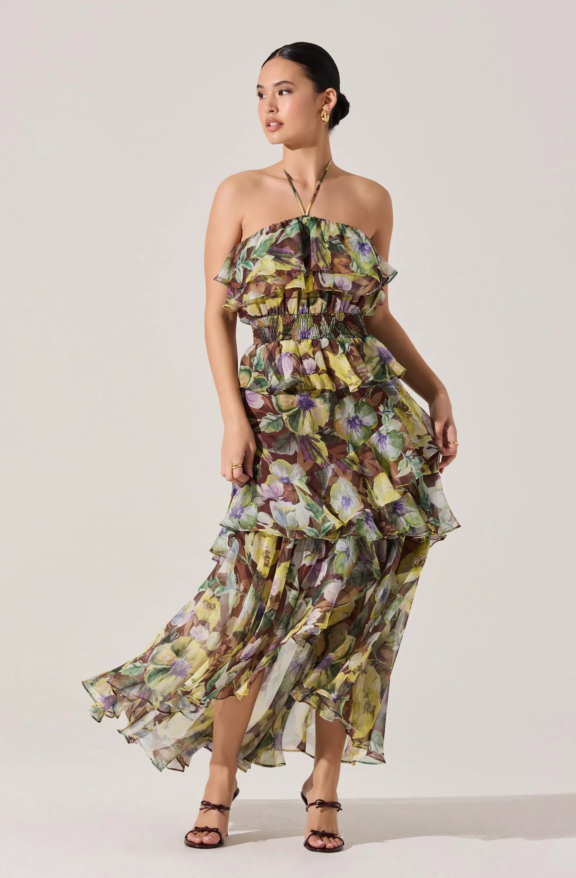 Brown yellow floral