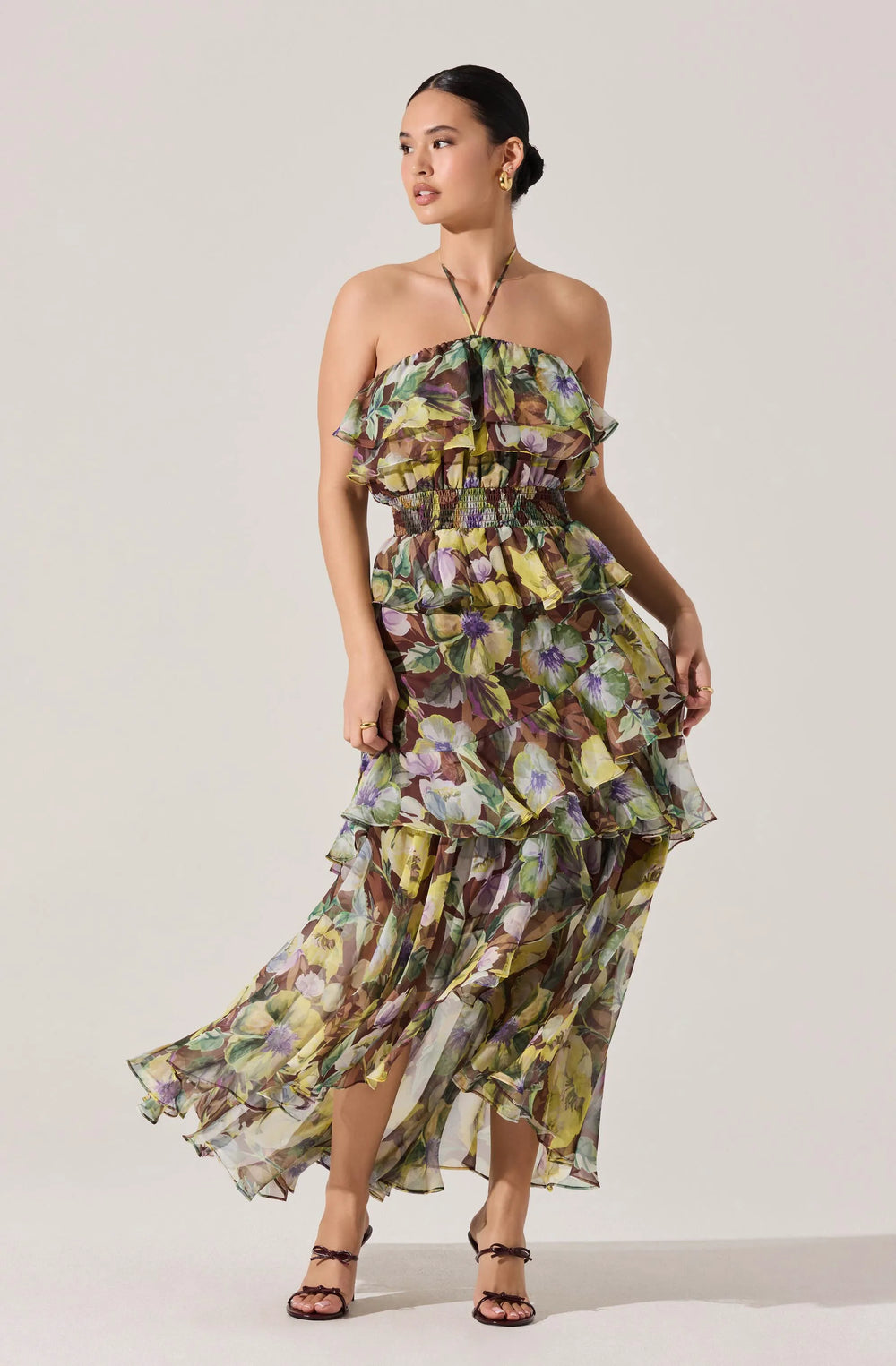 Brown yellow floral