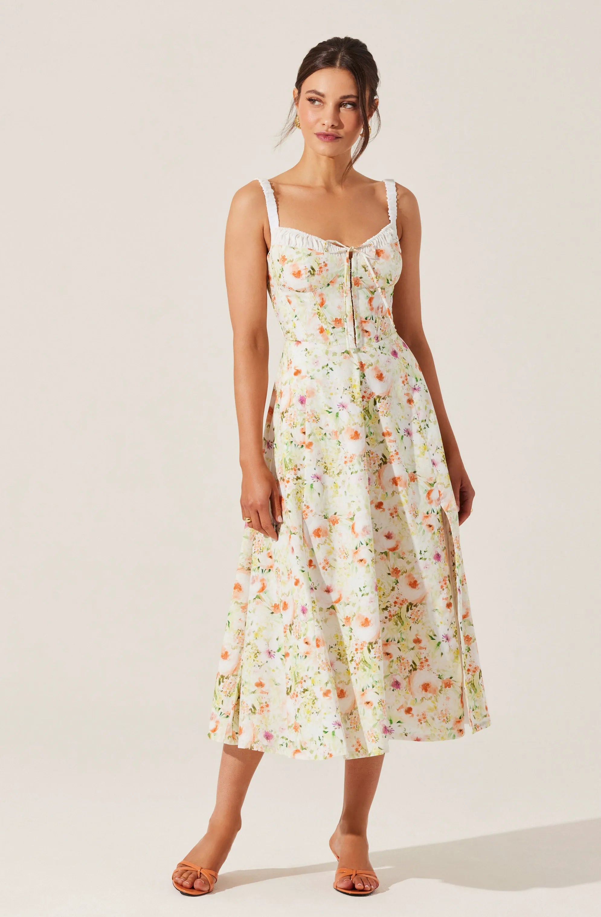 Orange green floral