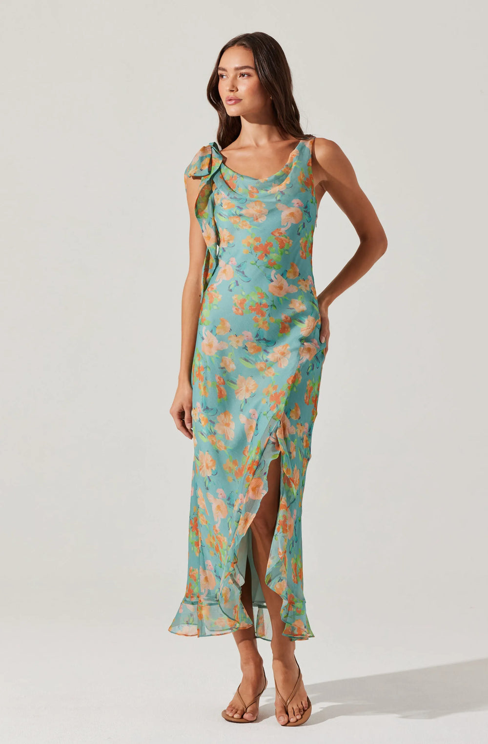 Blue orange floral