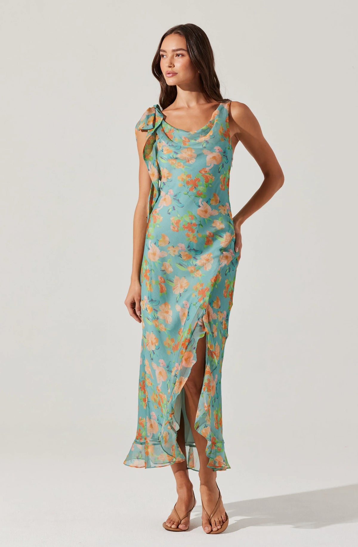 Blue orange floral