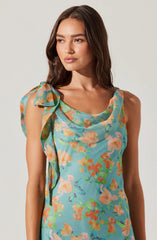 Blue orange floral
